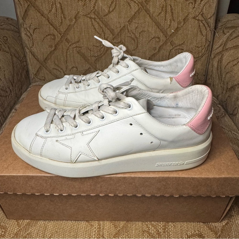 Golden Goose PURESTARâ Low Top Sneaker (white / pink glitter) Size 39